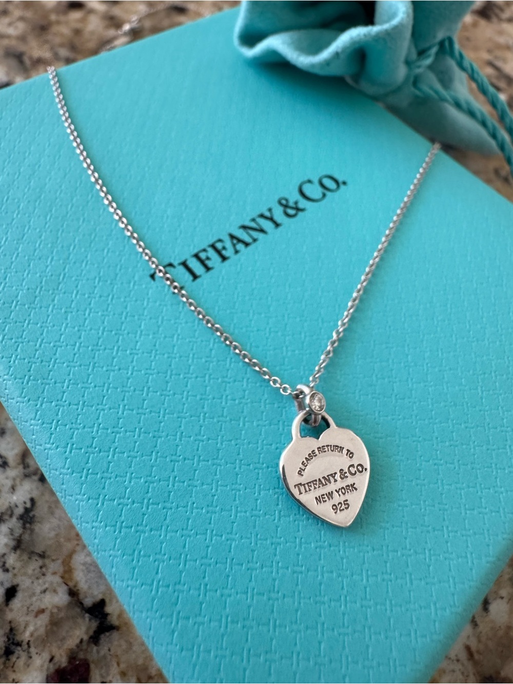 Tiffany & Co. Return to Tiffany Mini Heart Diamond Necklace Sterling Silver